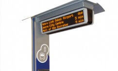 view of Trueform's real time passenger information display for bus stops.