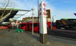 bus stop sign at Dalston bus station.