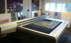 view of the new large format digital UVC printer for creating large wayfinding signage.