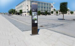 view of wayfinding signage totem installed in Peterborough.