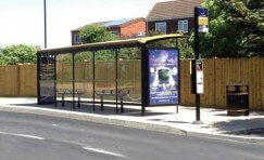 view of an installed Hampshire BRT shelter.