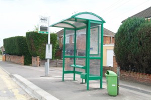 view of an installed Holborn bus shelter.