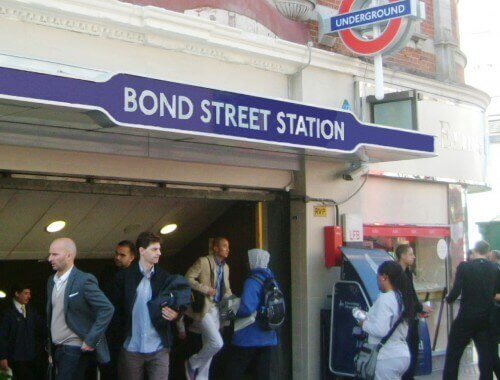 view of installed entrance canopy to Bond Street station.