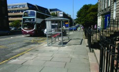 view of an installed bus shelter in reference to winning an Edinburgh bus shelter contract.
