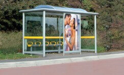 view of an installed elite bus shelter.