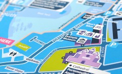 close up view of map from a Portsmouth wayfinding totem.
