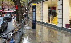 view of an installed Legible London wayfinding totem.