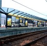 view of installed Metrolink Deansgate waiting shelter.