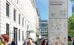 view of interconnect Birmingham wayfinding totem.