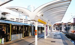 view of platform waiting shelter at Greater Manchester.