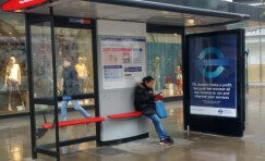 view of TfL advertising bus shelter from the front.