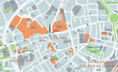 close up of wayfinding signage for Legible Leicester.