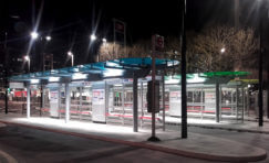 East Croydon bus interchange at night.