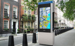 smart media hub totem installed by side of road.