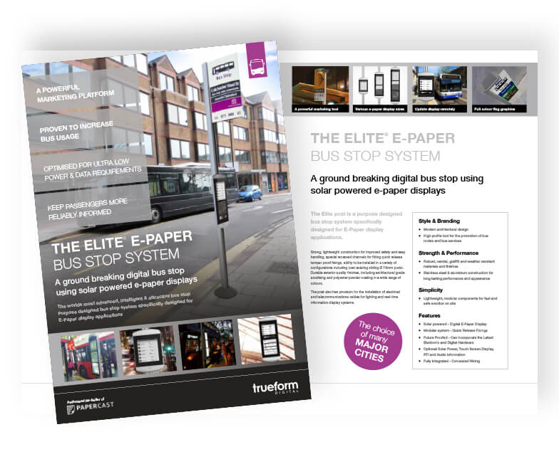 New Elite E-Paper Bus Stop System - Trueform Manufacturing ...