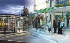 Modern bus shelter providing a safe, comfortable waiting environment that helps increase public transport ridership and improve the passenger experience.